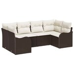 vidaXL Ensemble de canapé de jardin 6 Pièces Marron et blanc Poly rotin