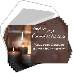 Lot 5 cartes remerciements condoléances +5 enveloppes blanches format 9x14cm