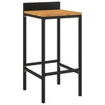 vidaXL Ensemble de bar jardin 3 Pièces noir poly rotin/bois massif acacia