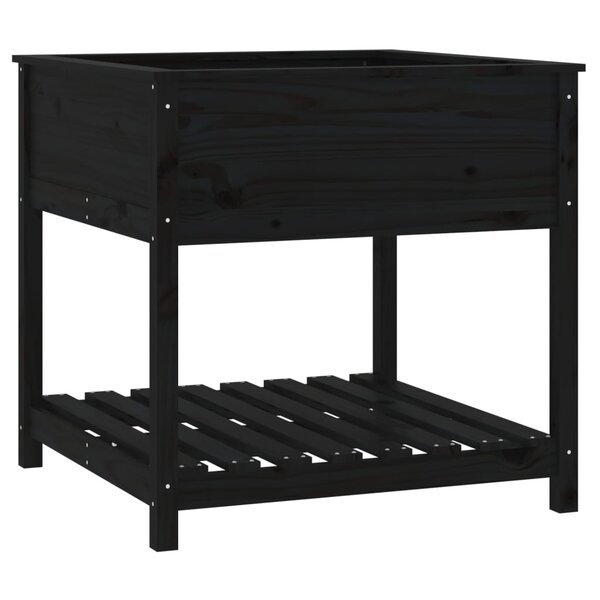 vidaXL Jardinière avec étagère Noir 82 5x82 5x81 cm Bois massif de pin