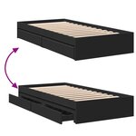 vidaXL Cadre de lit avec tiroirs noir 90x190 cm bois d'ingénierie