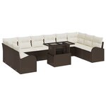 vidaXL Ensemble de Canapés de Jardin de 11 Pièces avec Coussins en Rattan Poly Marron