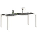 vidaXL Table de jardin avec dessus en verre blanc résine tressée