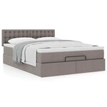 vidaXL Lit ottoman avec matelas taupe 140x190 cm tissu