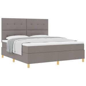 vidaXL Lit à ressorts avec matelas Taupe 180 x 200 cm tissu
