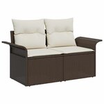 vidaXL Ensemble de salon de jardin 3 pièces avec coussins - Poly rotin marron
