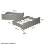 Lit double 140x200 matelas 2 tiroirs gris