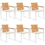 vidaXL Chaises de jardin 6 Pièces avec coussins Bois de teck massif