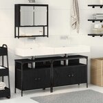 vidaXL Ensemble de mobilier de salle de bain avec étagère 3 Pièces Noir