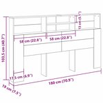 vidaXL Cabinet de Tête de Lit Chêne noir 180 x 19 x 103 5 cm