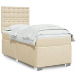 vidaXL Sommier à lattes de lit avec matelas Crème 100x200 cm Tissu