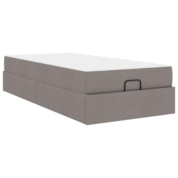 vidaXL Cadre de lit avec matelas Taupe 100 x 200 cm tissu