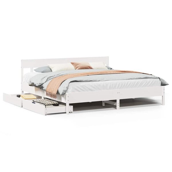 vidaXL Cadre de lit sans matelas blanc 180x200 cm bois massif de pin