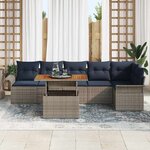 vidaXL Ensemble de canapé de jardin 7 Pièces gris et bleu marine