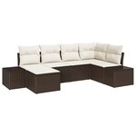 vidaXL Ensemble de canapés de jardin 6 pièces avec des coussins en poly rattan marron