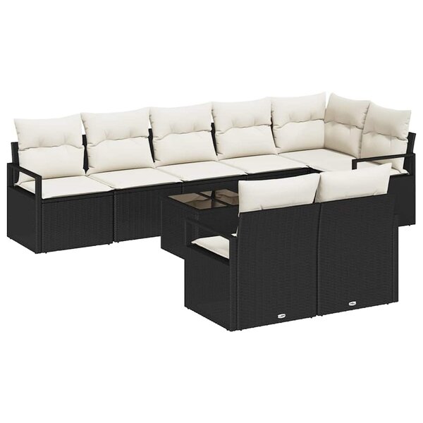 vidaXL Ensemble de canapé de jardin 9 Pièces Noir Poly rotin