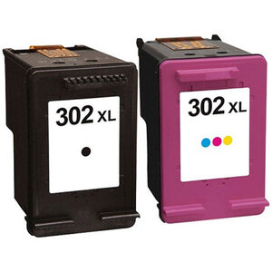 Pack 2 cartouches d'encre n° 302 xl noir et couleur grande capacité pour imprimante hp envy 4523
