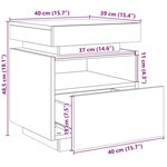 vidaXL Armoire de chevet avec lumières LED chêne sonoma 40x39x48 5 cm