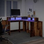 vidaXL Bureau avec lumières LED vieux bois bois d'ingénierie