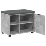vidaXL Banc d'entrée avec coussin Uni Gris béton 60 x 38 x 46 cm