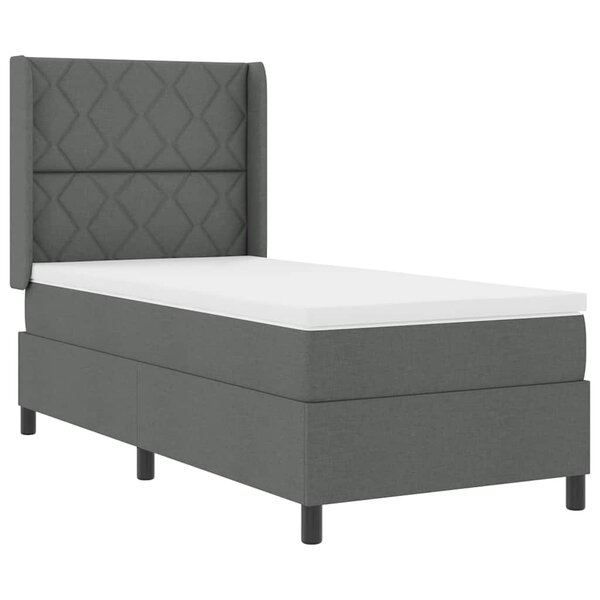 vidaXL Lit ressorts avec matelas gris foncé 100x200 cm en tissu