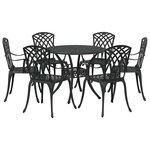vidaXL Ensemble de salle à manger pour jardin 7 Pièces Noir Aluminium