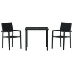 vidaXL Ensemble de salle à manger pour jardin 3 Pièces Noir Poly rotin