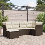 vidaXL Salon de jardin avec coussins 6 Pièces marron résine tressée
