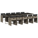 vidaXL Ensemble à manger de jardin 11Pièces avec coussins gris poly rotin