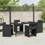 vidaXL Ensemble de salle à manger de jardin 5 pièces avec coussins Noir Rattan poly