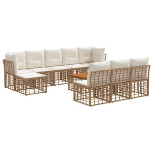 vidaXL Ensemble de canapés d'extérieur 11 Pièces Blanc Naturel et Crème