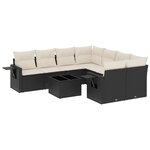 vidaXL Salon de jardin 9 Pièces avec coussins noir résine tressée