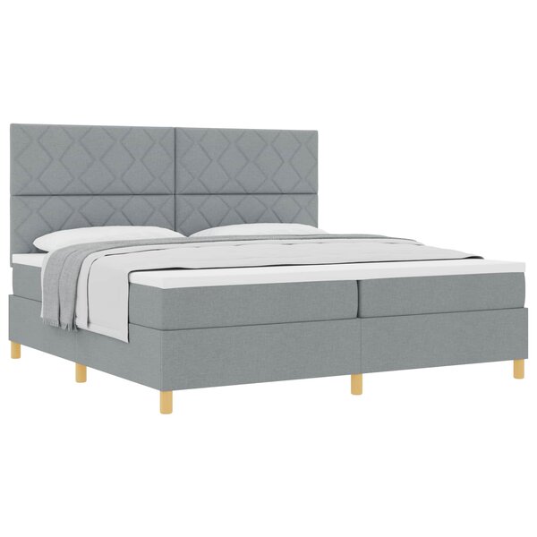 vidaXL Lit à ressorts avec tête de lit Gris clair 200 x 200 cm tissu