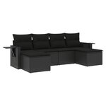 vidaXL Salon de jardin 6 Pièces avec coussins noir résine tressée