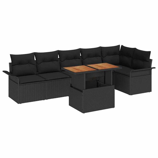 vidaXL Ensemble de canapé de jardin 7 Pièces Noir 100 x 55 x 73 cm