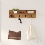 vidaXL Porte-manteau mural avec étagère Bois ancien 60 x 10.5 x 18 cm