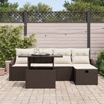 vidaXL Ensemble de canapé de jardin 6 Pièces Marron Poly rotin