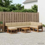 vidaXL Ensemble de canapés d'extérieur 9 pc Naturel et Beige Polyester