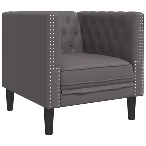 vidaXL Fauteuil Chesterfield gris similicuir