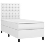 vidaXL Sommier à lattes de lit avec matelas et LED Blanc 100x200 cm