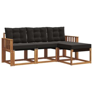 vidaXL Ensemble de canapés d'extérieur 4 pc Naturel et Noir