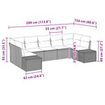vidaXL Ensemble de canapé de jardin 7 pièces avec coussins en rotin poly noir