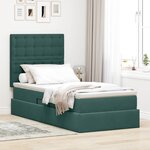 vidaXL Lit de rangement LED avec matelas Vert foncé 90 x 200 cm