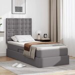 vidaXL Lit de Rangement avec matelas Gris 90 x 200 cm Cuir synthétique