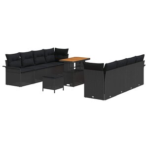 vidaXL Ensemble de canapé de jardin avec coussin Noir 90 x 55 x 71 cm