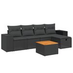 vidaXL Salon de jardin 6 Pièces avec coussins noir résine tressée