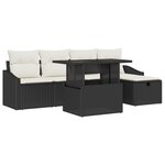 vidaXL Set de canapé de jardin 6 pièces avec coussins Noir Polyéthylène