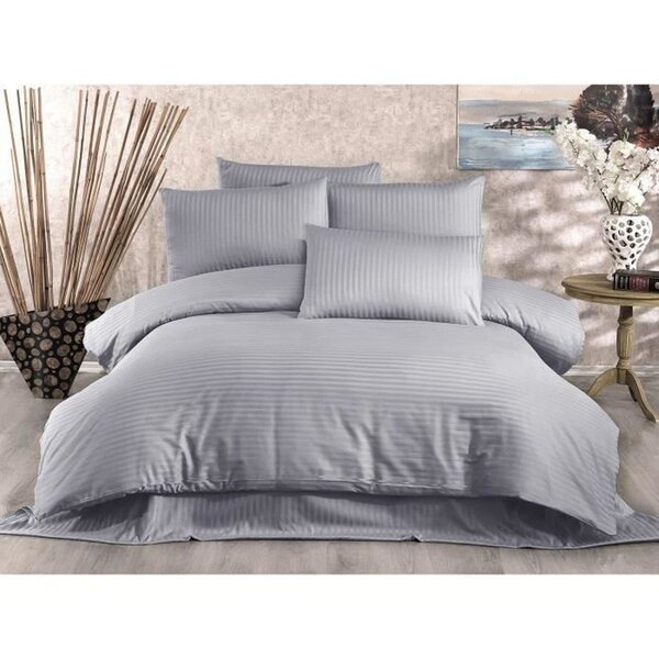 Parure de lit - housse de couette 220 x 240 + 2 taies d'oreiller 60 x 60  80  coton- Gris