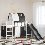 vidaXL Lit mezzanine pour enfants Blanc et Noir 74 5 x 190 cm Métал