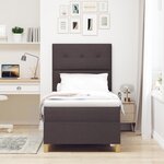 vidaXL Lit Box Spring avec Matelas & LED Marron Foncé 90x200 cm Tissu